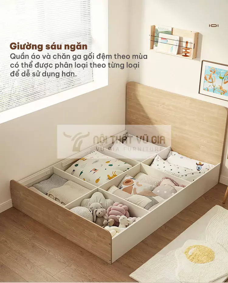 tích hợp ngăn lưu trữ với Giường hộp cho trẻ thiết kế thông minh BR9