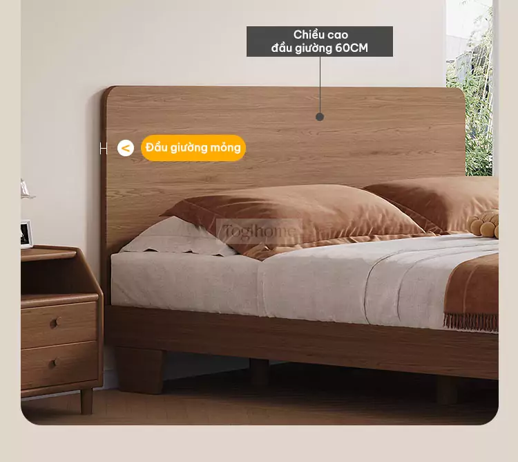 thiết kế đầu giường mỏng của Giường kiểu Hàn phong cách tối giản GB016