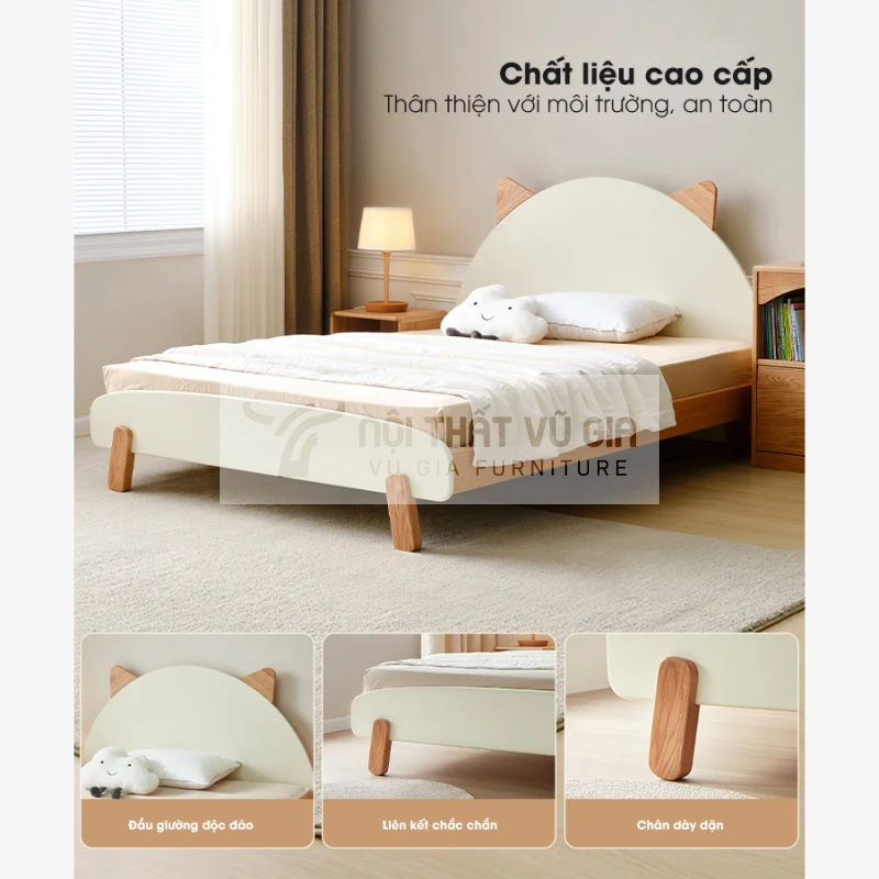 Giường ngủ cho bé thiết kế ngộ nghĩnh TE14 sử dụng chất liệu cao cấp, an toàn