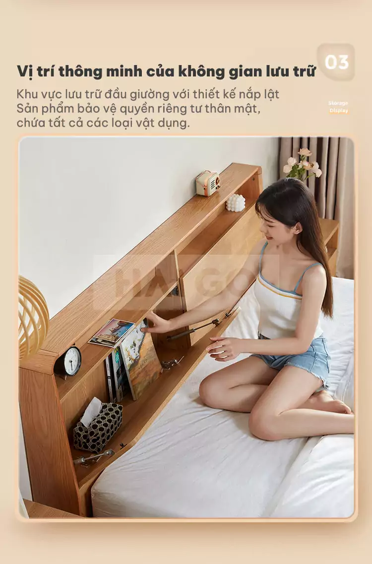 Giường Ngủ Gỗ Tự Nhiên Cao Cấp Haigo GN021