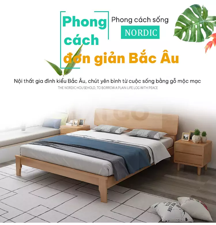 Giường Ngủ Gỗ Tự Nhiên Cao Cấp Haigo GN025