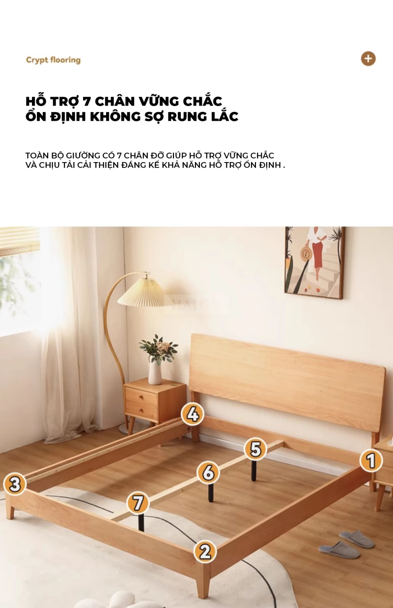 Giường Ngủ Gỗ Tự Nhiên Cao Cấp Haigo GN220