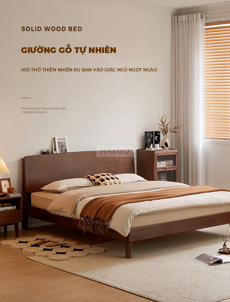 Giường Ngủ Gỗ Tự Nhiên Cao Cấp Haigo GN224