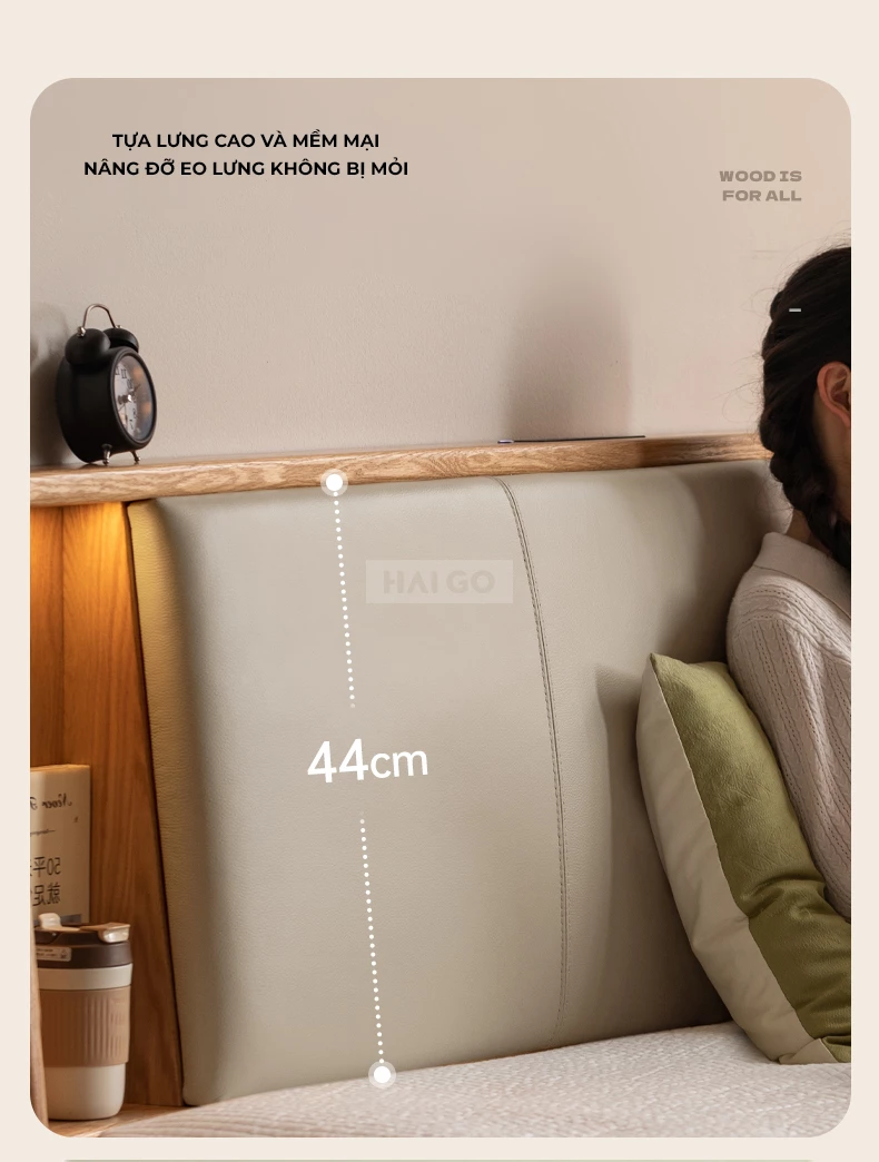 Giường Ngủ Gỗ Tự Nhiên Cao Cấp Haigo GN343