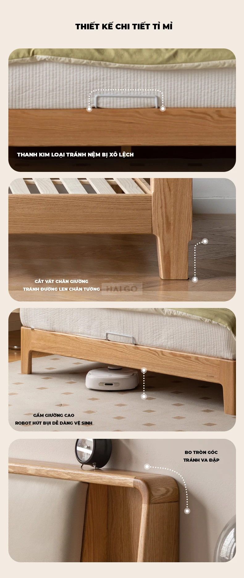 Giường Ngủ Gỗ Tự Nhiên Cao Cấp Haigo GN343