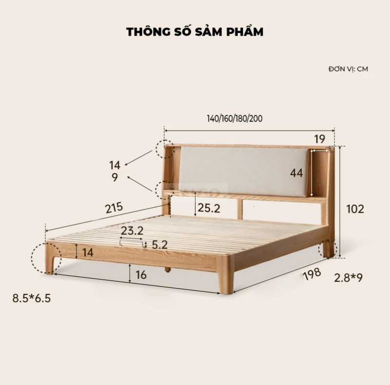 Giường Ngủ Gỗ Tự Nhiên Cao Cấp Haigo GN343
