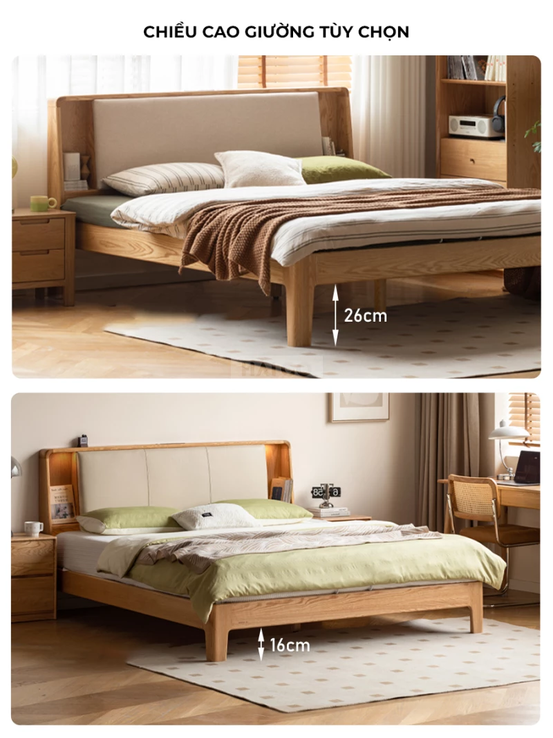 Giường Ngủ Gỗ Tự Nhiên Cao Cấp Haigo GN343