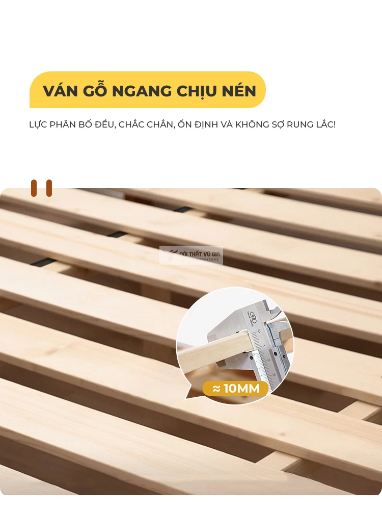 chi tiết giát giường của Giường ngủ gỗ tự nhiên cao cấp kết hợp nệm BR106