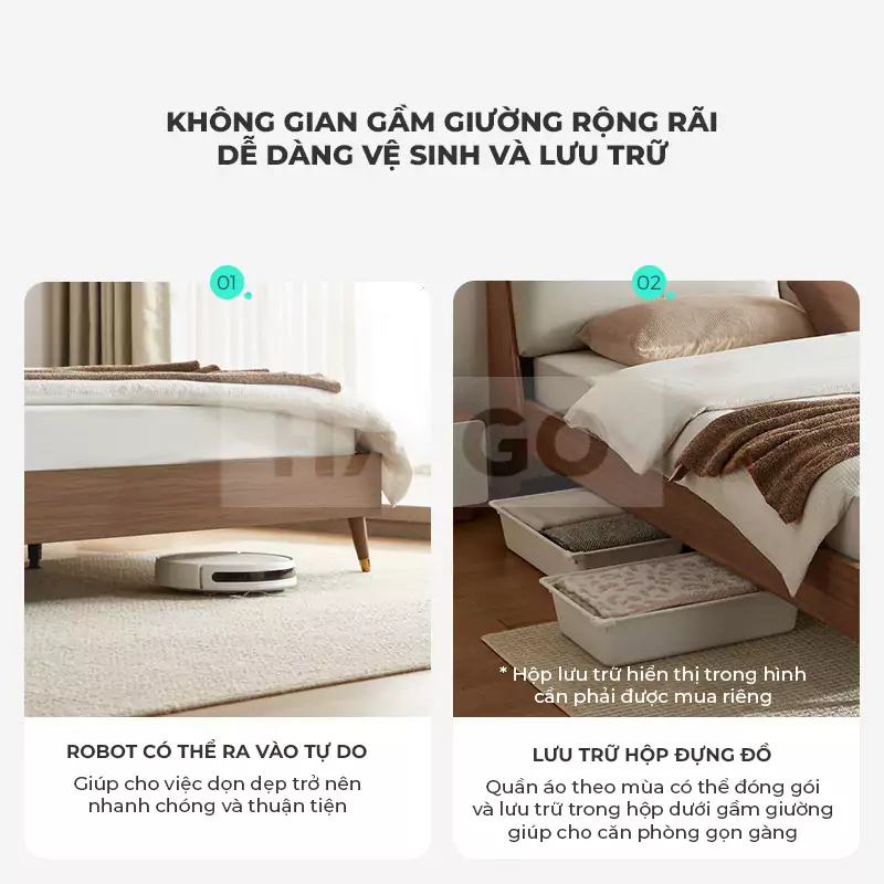 Giường Ngủ Gỗ Tự Nhiên Có Đệm Tựa Haigo GN037