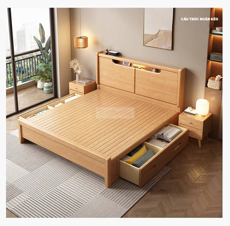 Giường Ngủ GM69 – Dream Series là lựa chọn hoàn hảo cho những ai yêu thích phong cách tối giản, tinh tế nhưng vẫn đề cao sự tiện nghi và bền vững. Sản phẩm được chế tác từ gỗ tự nhiên đã qua xử lý chống cong vênh, mối mọt, an toàn cho sức khỏe người dùng.  Thiết kế chú trọng vào đường nét gọn gàng, màu sắc nhã nhặn, dễ dàng kết hợp với các nội thất khác trong phòng ngủ hiện đại. GM69 không chỉ là giường ngủ mà còn là điểm nhấn nâng tầm không gian sống, mang lại cảm giác thư thái, dễ chịu sau mỗi ngày làm việc.