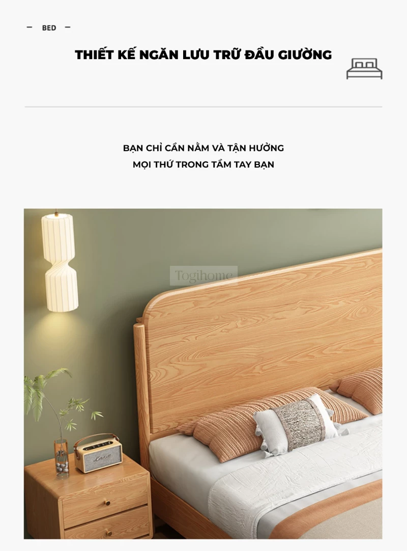 Giường Ngủ Dream Series Togismart GM67 được thiết kế hiện đại, tối giản với chất liệu gỗ tự nhiên cao cấp. Kiểu dáng thanh lịch, chắc chắn, phù hợp với nhiều phong cách nội thất. Sản phẩm mang đến sự thoải mái, giấc ngủ êm ái và không gian phòng ngủ sang trọng.