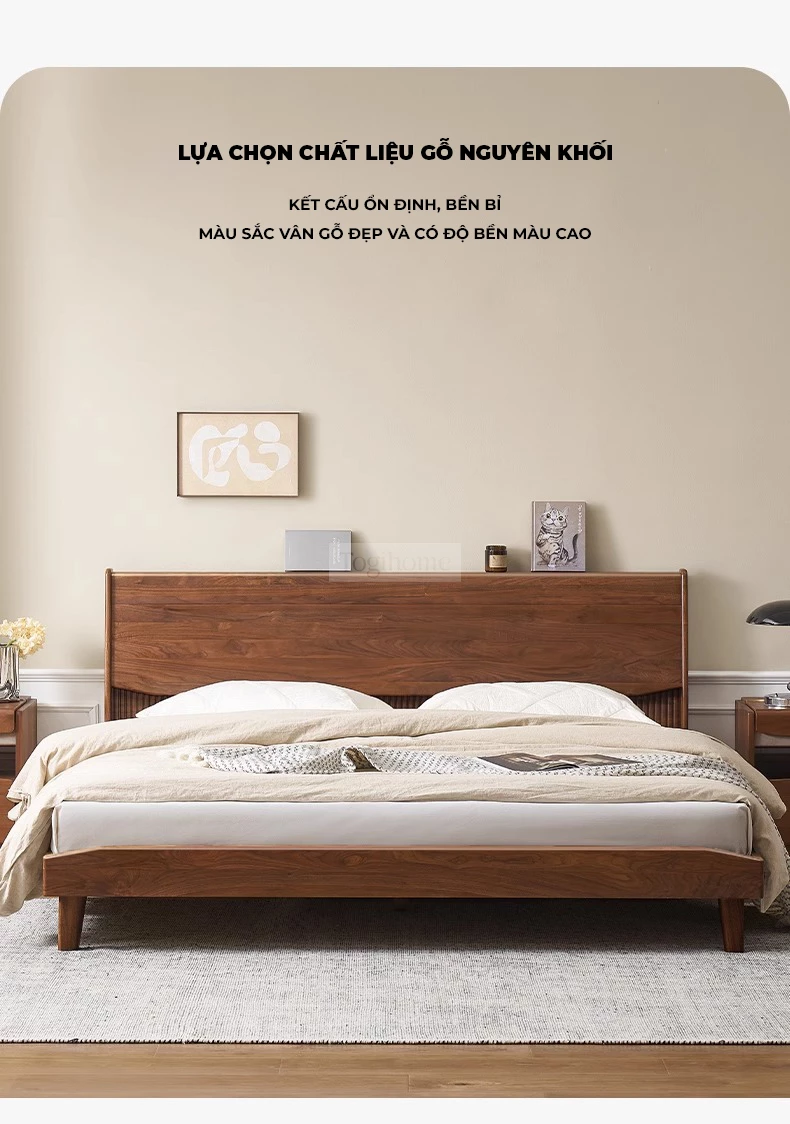 Giường Ngủ Gỗ Tự Nhiên Dream Series Togismart GM76 sở hữu thiết kế hiện đại, tối giản, làm từ gỗ tự nhiên bền chắc, thân thiện với sức khỏe. Phù hợp với nhiều phong cách nội thất, từ tối giản đến sang trọng. Giường có kết cấu vững chắc, đường nét tinh tế, mang đến không gian nghỉ ngơi thư thái và ấm cúng.