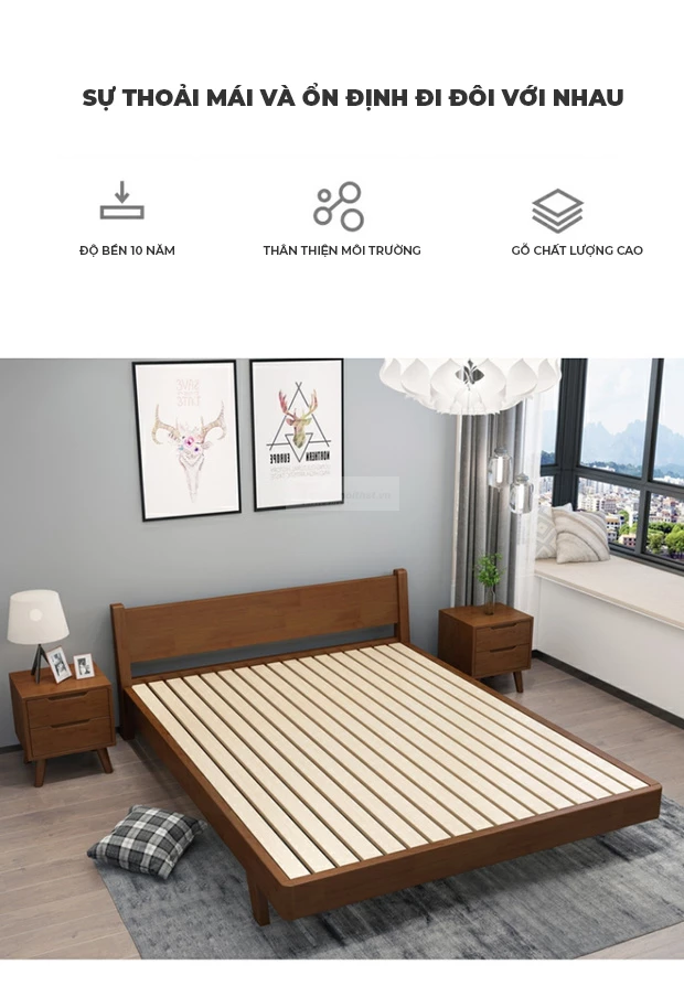 Giường Ngủ Gỗ Tự Nhiên Haigo GN337