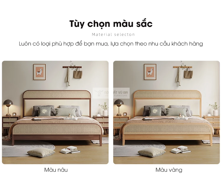 tùy chọn màu sắc của Giường ngủ gỗ tự nhiên hiện đại BR110