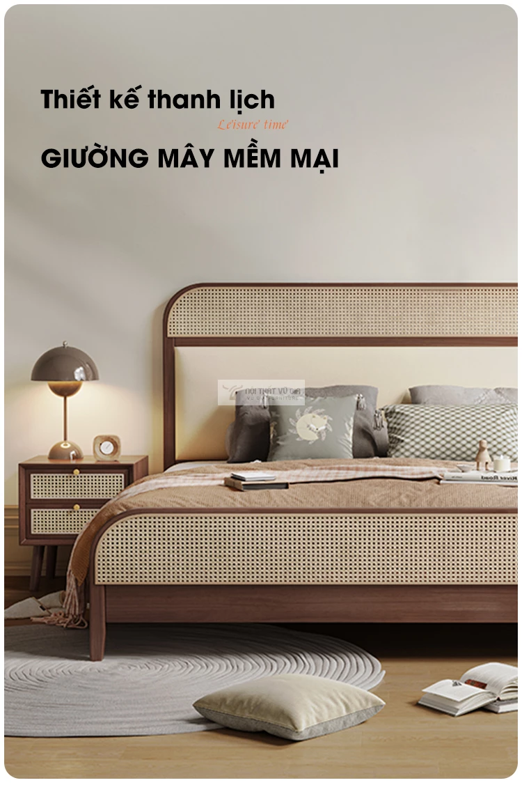 Giường ngủ gỗ tự nhiên hiện đại BR110