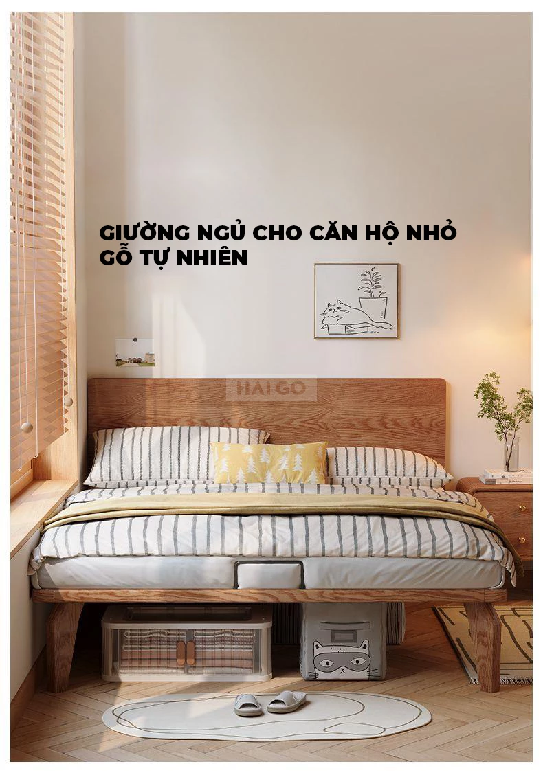 Giường Ngủ Gỗ Tự Nhiên Hiện Đại Haigo GN272