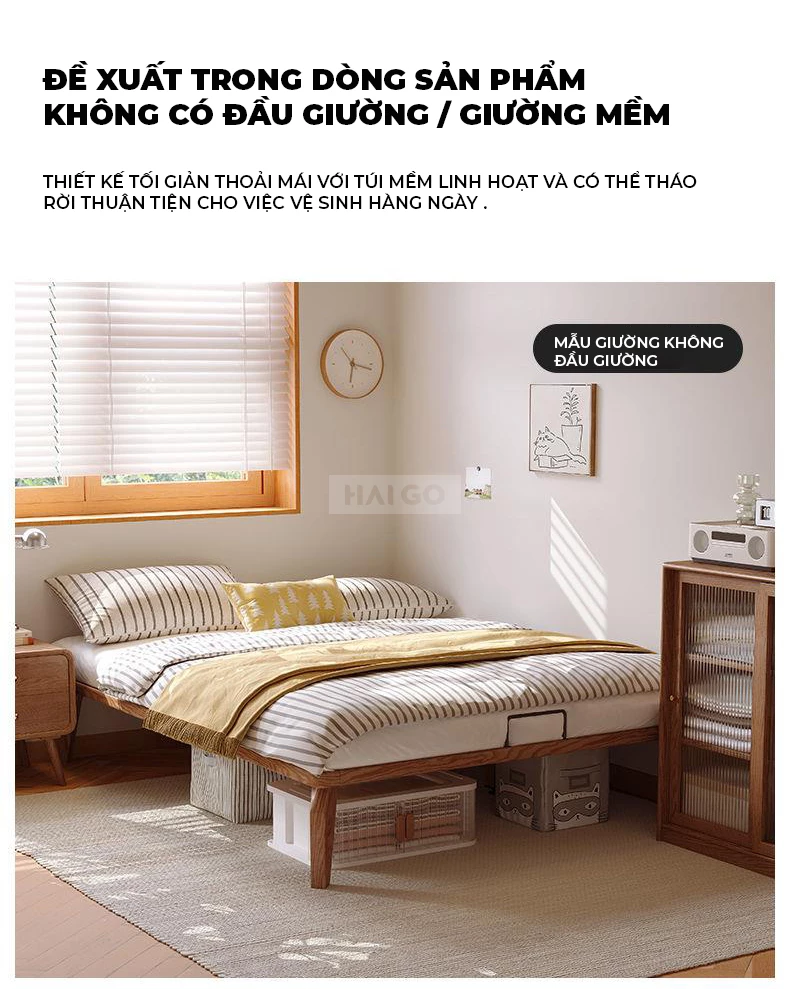 Giường Ngủ Gỗ Tự Nhiên Hiện Đại Haigo GN272