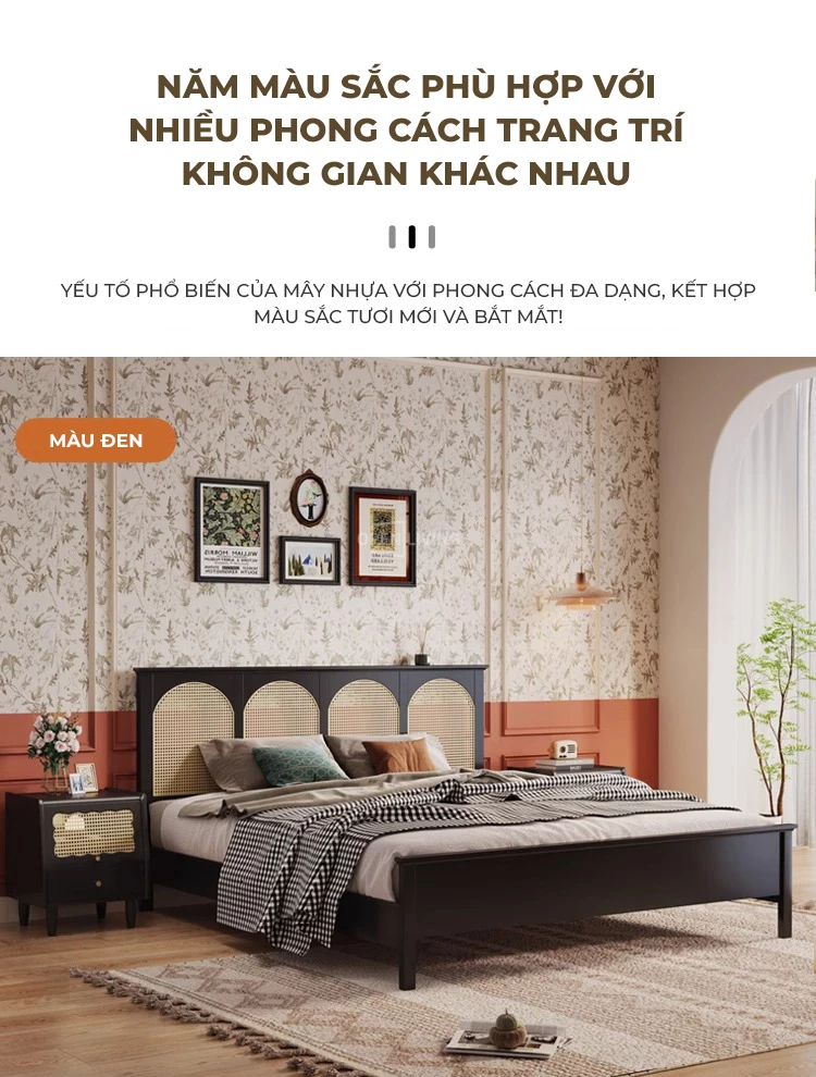 Giường ngủ gỗ tự nhiên hiện đại Openliving OGG040