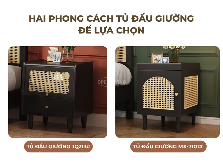 Giường ngủ gỗ tự nhiên hiện đại Openliving OGG040