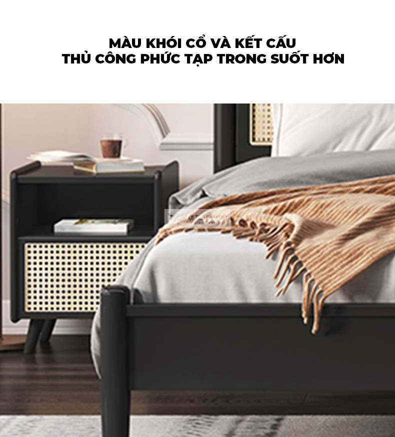 tùy chọn màu sắc  của Giường ngủ gỗ tự nhiên kết hợp mây BR122