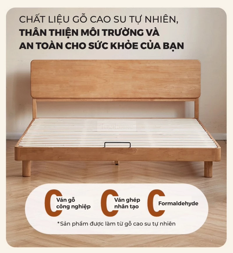 Giường Ngủ Gỗ Tự Nhiên Kiểu Hàn CV020 chất liệu thân thiện mang đến sự gần gũi khi sử dụng.