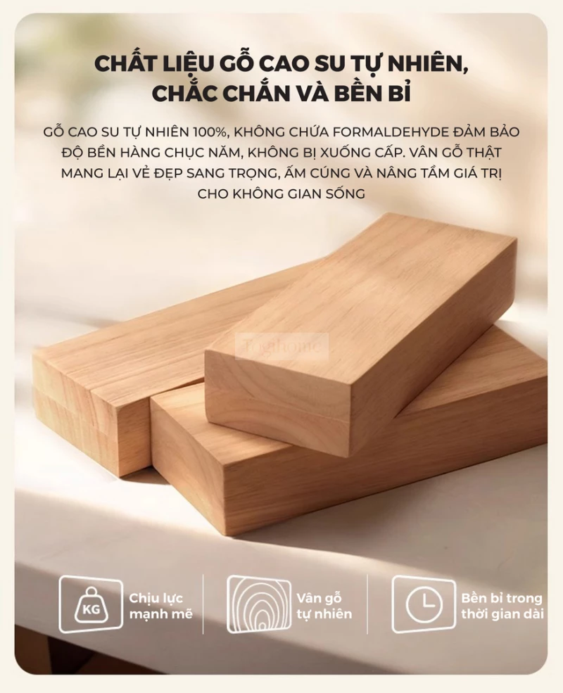 Giường Ngủ Gỗ Tự Nhiên Kiểu Hàn CV020 với chất liệu gỗ cao su tự nhiên mang đến sự thân thiện.