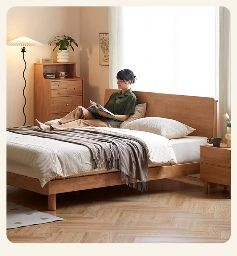 Giường Ngủ Gỗ Tự Nhiên Kiểu Hàn CV020 với thiết kế thoải mái chất liệu gỗ cao cấp mang đến sự gần gũi.