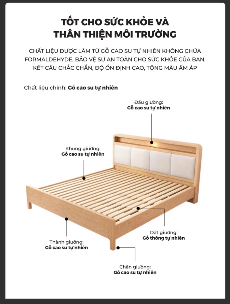 Giường Ngủ Gỗ Tự Nhiên Kiểu Hàn CV051 khung được thiết kế với mật đồ giày mang lại khả năng chịu lực tốt.