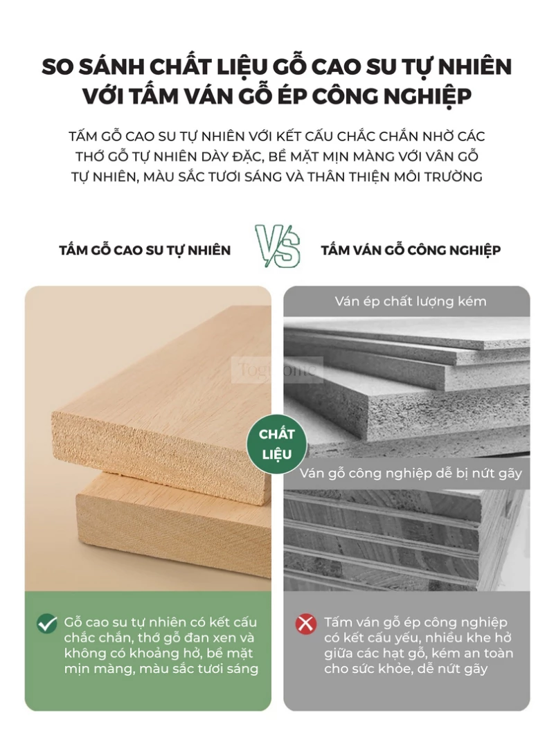 Giường Ngủ Gỗ Tự Nhiên Kiểu Hàn CV061 chất liệu gỗ cao su tự nhiên thân thiện với môi trường.