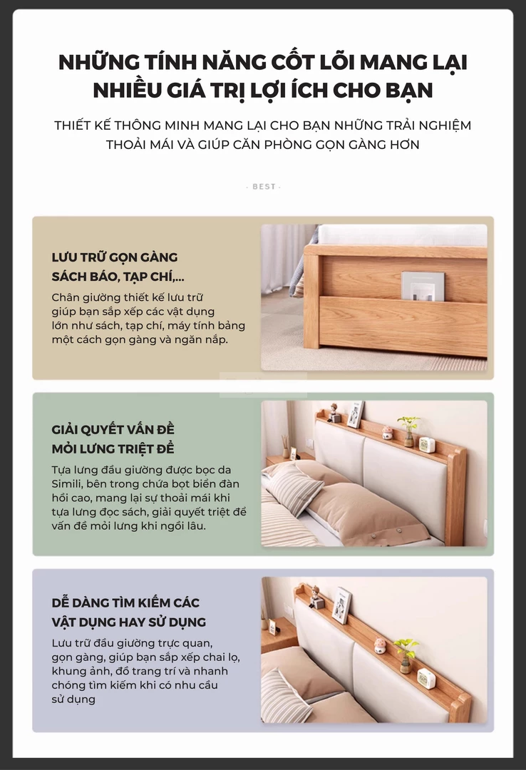 Giường Ngủ Gỗ Tự Nhiên Kiểu Hàn CV061 với thiết kế cao cấp kết hợp nhiều tính năng mang đến sản phẩm linh hoạt và đa dạng trong cách sử dụng.