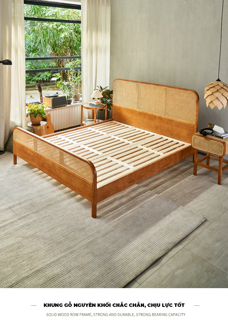 Giường ngủ Togismart GM71 thuộc SangSeries là sự kết hợp hoàn hảo giữa gỗ tự nhiên và chất liệu mây đan thủ công, tạo điểm nhấn tinh tế, gần gũi với thiên nhiên. Thiết kế mang hơi hướng Đông Dương sang trọng, phù hợp với không gian sống hiện đại và đậm chất Á Đông. Giường GM71 là lựa chọn lý tưởng cho phòng ngủ thanh lịch, đẳng cấp.