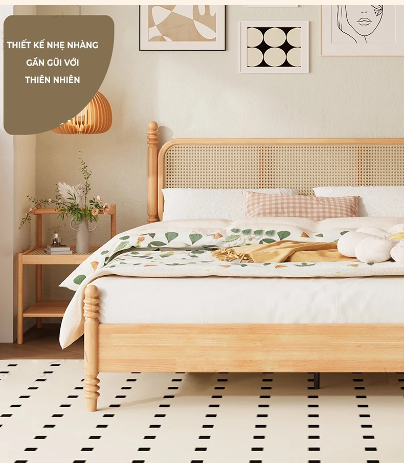 Giường ngủ Togismart GM73 thuộc Dream Series nổi bật với thiết kế phối mây thủ công cùng gỗ tự nhiên cao cấp, mang đậm phong cách Đông Dương sang trọng và thanh lịch. Từng chi tiết được chăm chút kỹ lưỡng, tạo cảm giác ấm cúng và gần gũi với thiên nhiên. Sản phẩm lý tưởng cho phòng ngủ yêu thích nét đẹp truyền thống và hiện đại.