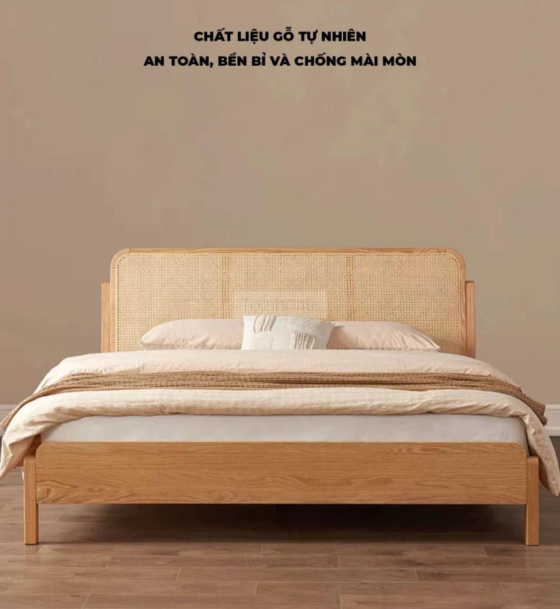Giường ngủ Togismart GM74 kết hợp giữa gỗ tự nhiên chắc chắn và chi tiết mây đan thủ công tinh tế, mang đậm phong cách Đông Dương hiện đại. Thiết kế tối giản mà sang trọng, phù hợp với mọi không gian nội thất. GM74 không chỉ là sản phẩm nội thất mà còn là điểm nhấn nghệ thuật cho phòng ngủ của bạn.
