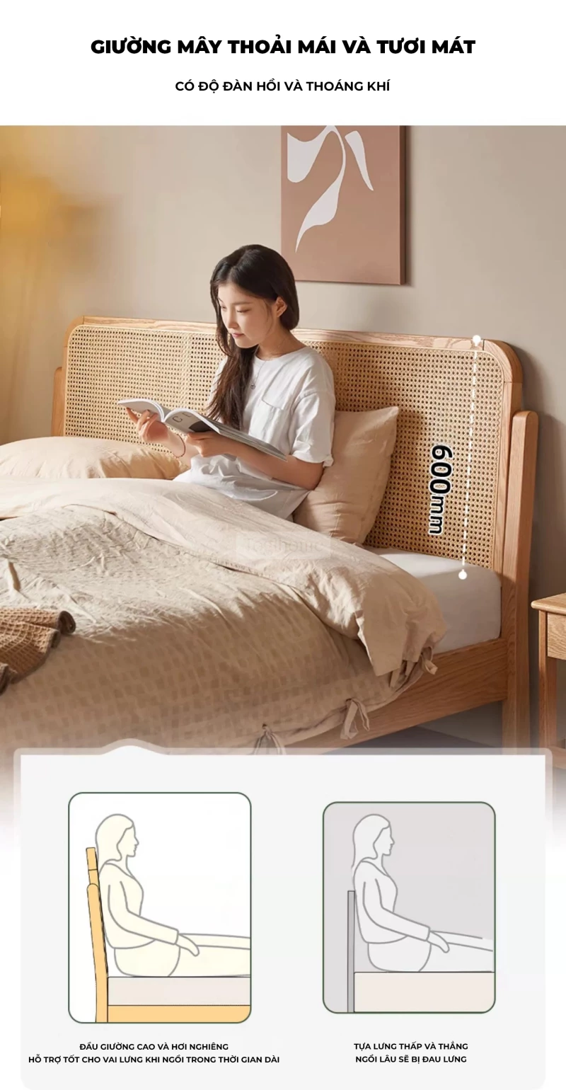 Giường ngủ Togismart GM74 kết hợp giữa gỗ tự nhiên chắc chắn và chi tiết mây đan thủ công tinh tế, mang đậm phong cách Đông Dương hiện đại. Thiết kế tối giản mà sang trọng, phù hợp với mọi không gian nội thất. GM74 không chỉ là sản phẩm nội thất mà còn là điểm nhấn nghệ thuật cho phòng ngủ của bạn.