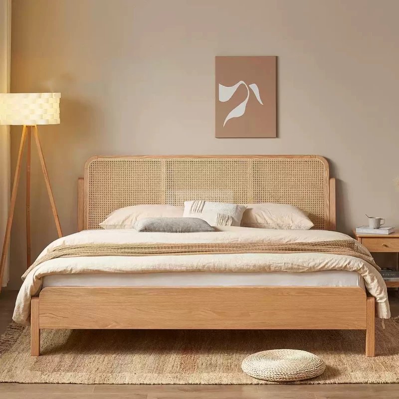Giường ngủ Togismart GM74 kết hợp giữa gỗ tự nhiên chắc chắn và chi tiết mây đan thủ công tinh tế, mang đậm phong cách Đông Dương hiện đại. Thiết kế tối giản mà sang trọng, phù hợp với mọi không gian nội thất. GM74 không chỉ là sản phẩm nội thất mà còn là điểm nhấn nghệ thuật cho phòng ngủ của bạn.