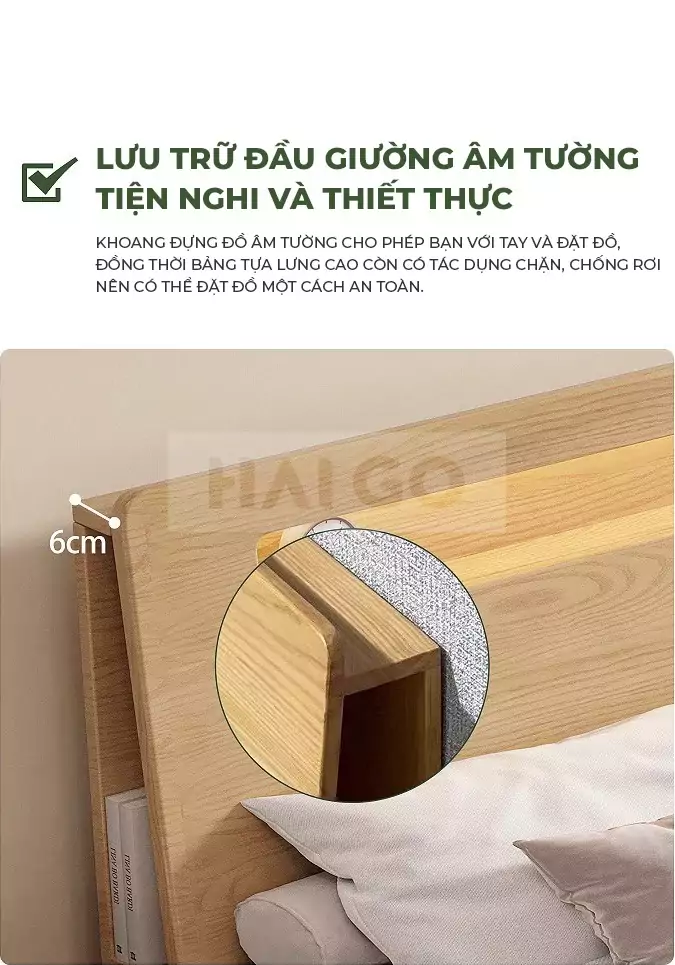 Giường Ngủ Gỗ Tự Nhiên Phong Cách Bắc Âu Haigo GN044