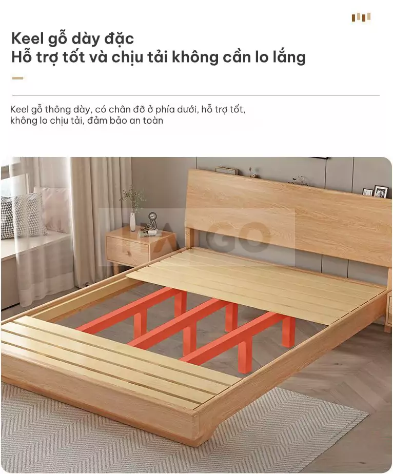 Giường Ngủ Gỗ Tự Nhiên Cao Cấp Haigo GN028