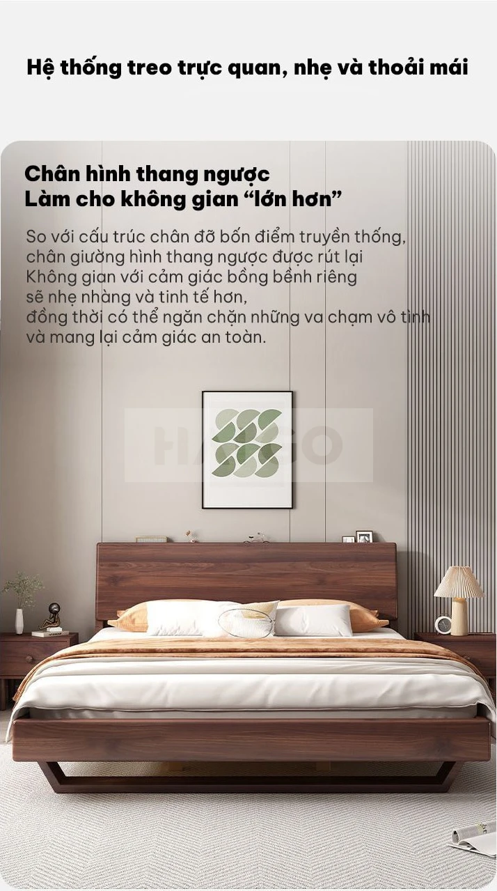 Giường Ngủ Gỗ Tự Nhiên Phong Cách Hàn Quốc Haigo GN028