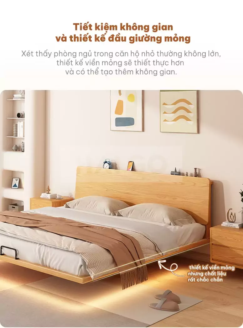 Giường Ngủ Gỗ Tự Nhiên Phong Cách Hàn Quốc Haigo GN029