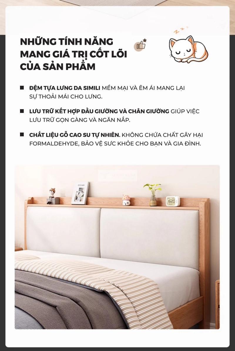tính năng cốt lõi của Giường ngủ gỗ tự nhiên phong cách hiện đại, thanh lịch BR170