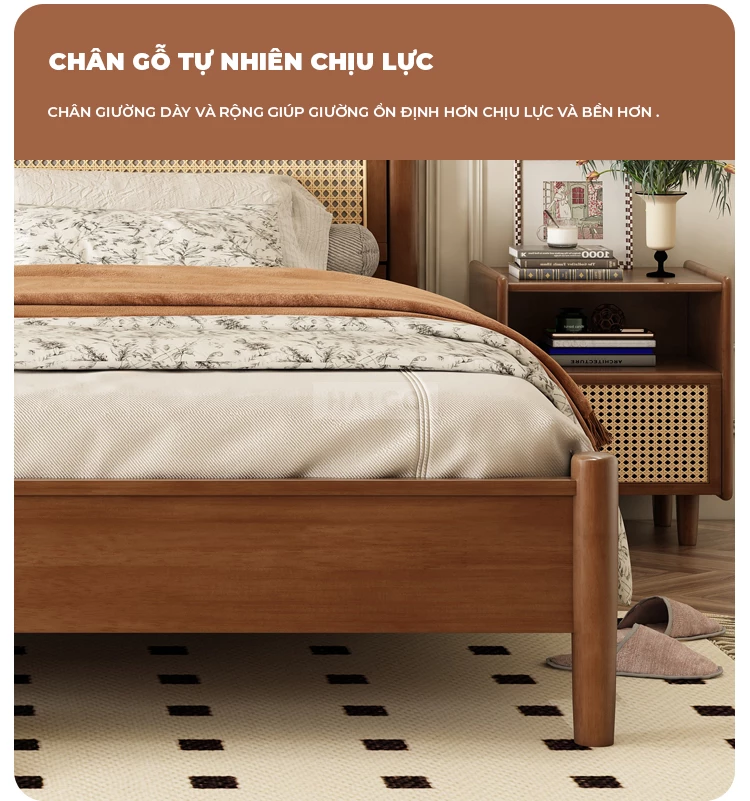 Giường Ngủ Gỗ Tự Nhiên Phong Cách Tân Cổ Điển Haigo GN227