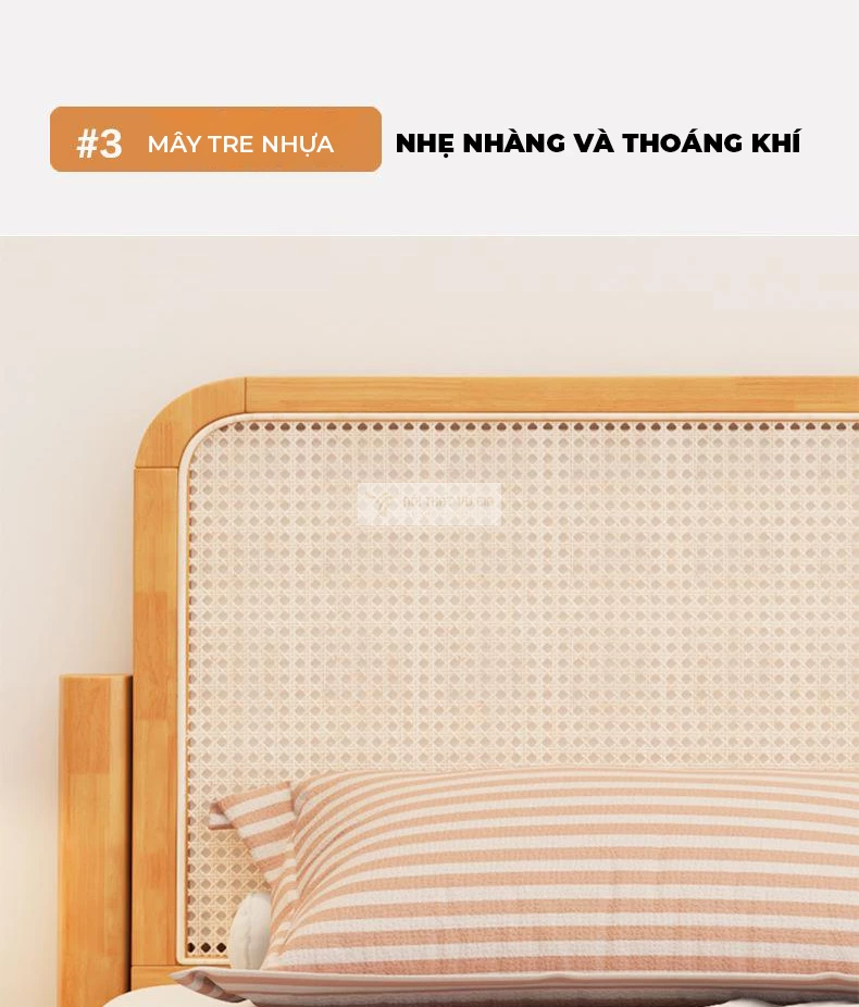 thiết kế mây thoáng khí của Giường ngủ gỗ tự nhiên thiết kế thanh lịch BR123