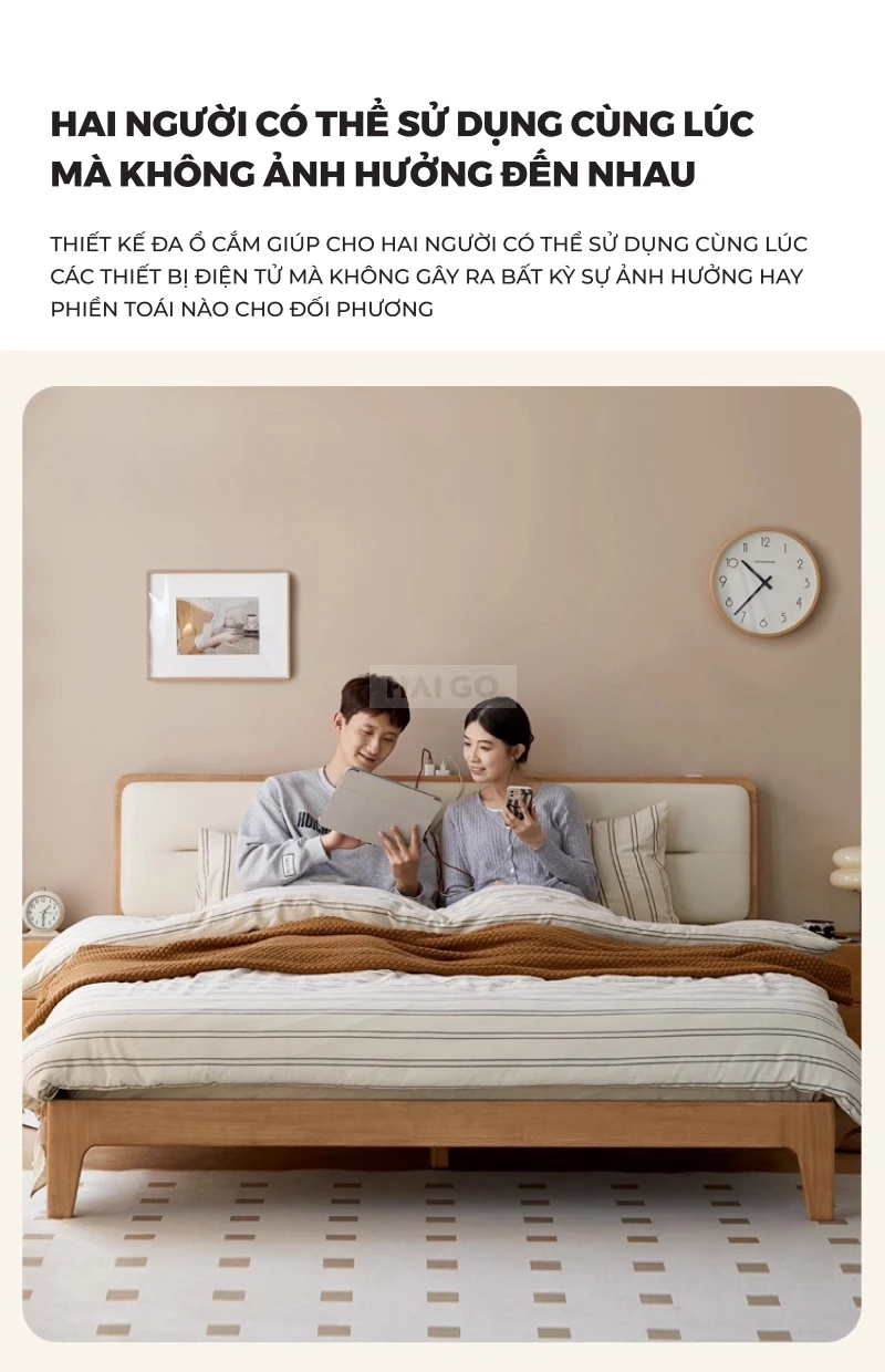 Giường Ngủ Gỗ Tự Nhi&ecirc;n Th&ocirc;ng Minh Phong C&aacute;ch Hiện Đại GN379