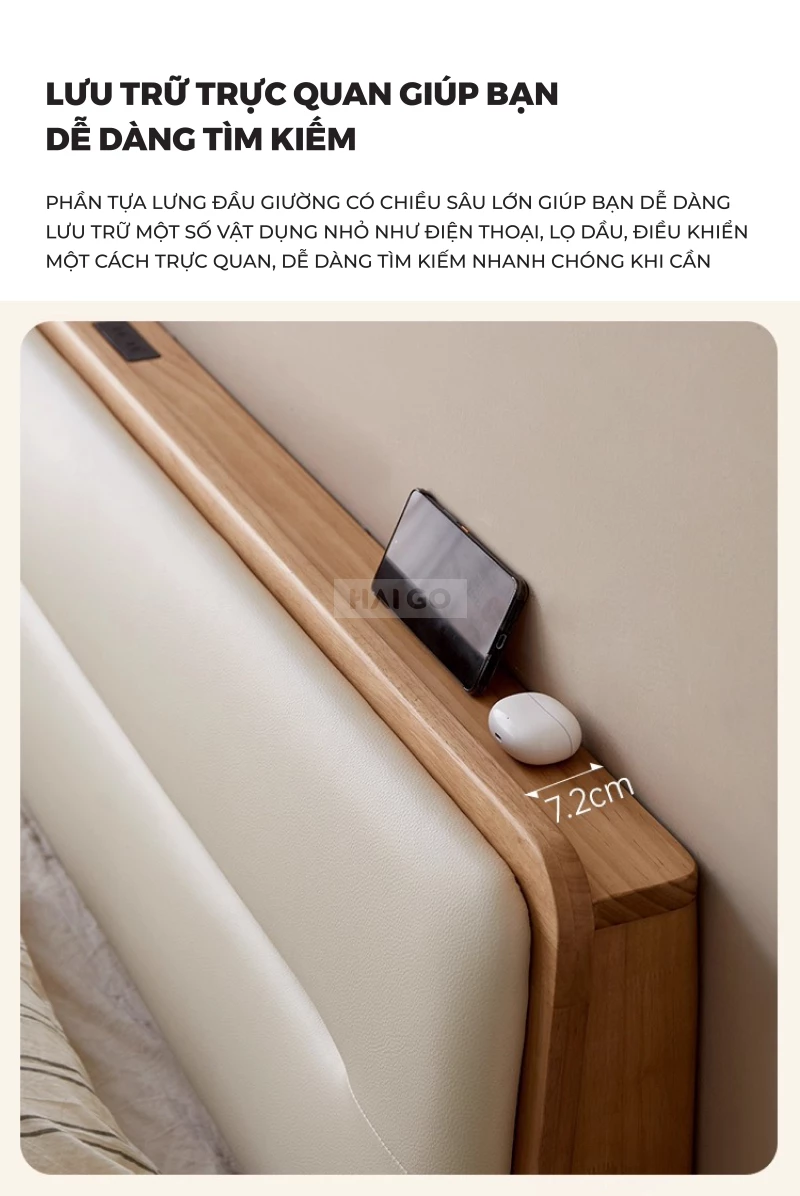 Giường Ngủ Gỗ Tự Nhi&ecirc;n Th&ocirc;ng Minh Phong C&aacute;ch Hiện Đại GN379