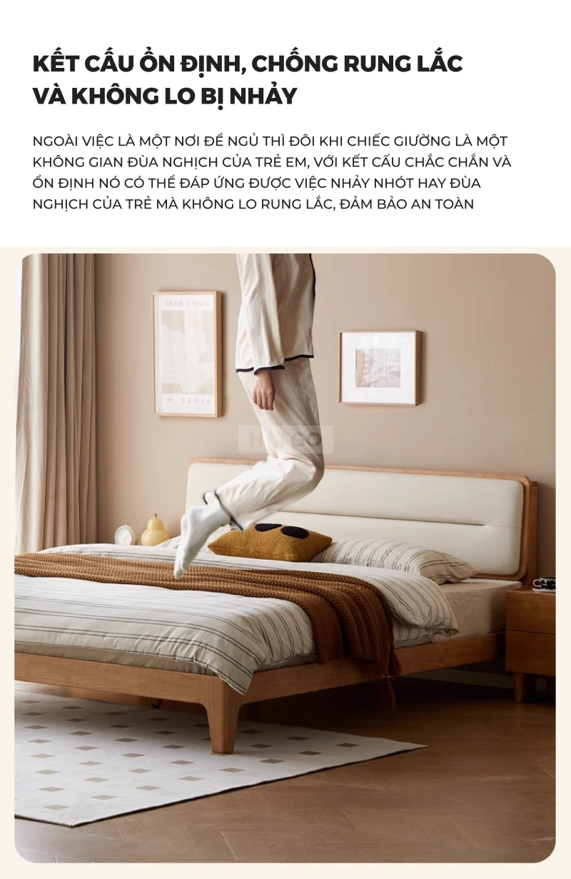 Giường Ngủ Gỗ Tự Nhi&ecirc;n Th&ocirc;ng Minh Phong C&aacute;ch Hiện Đại GN379