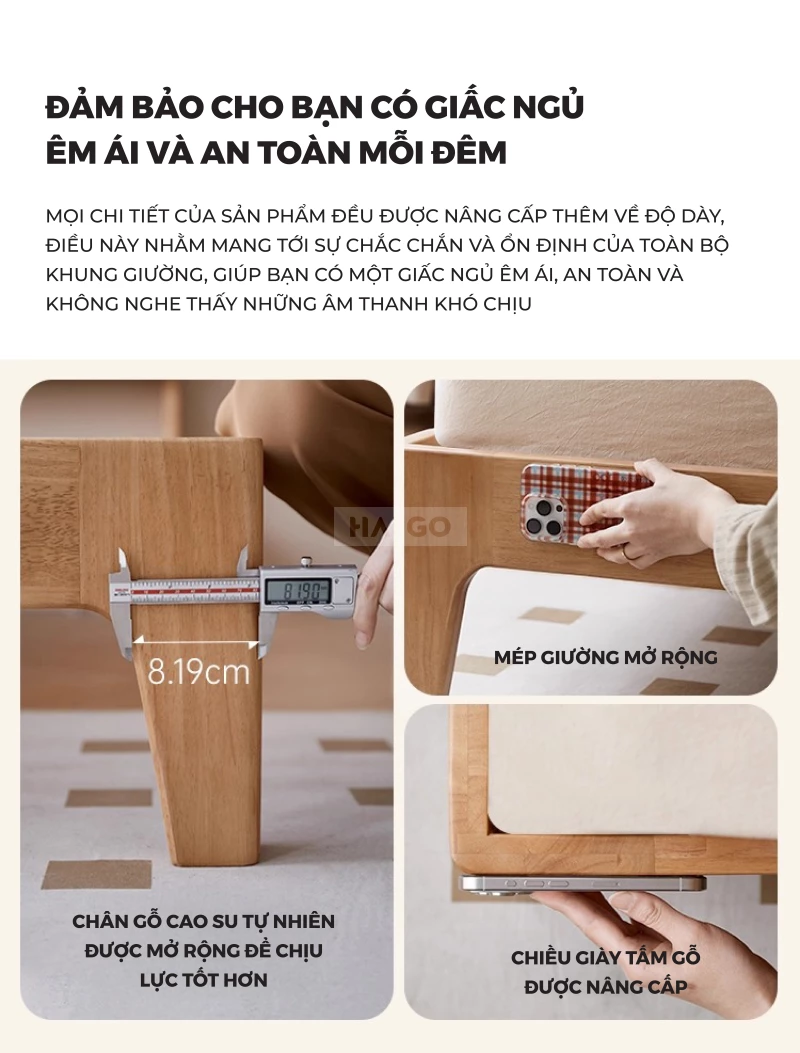 Giường Ngủ Gỗ Tự Nhi&ecirc;n Th&ocirc;ng Minh Phong C&aacute;ch Hiện Đại GN379