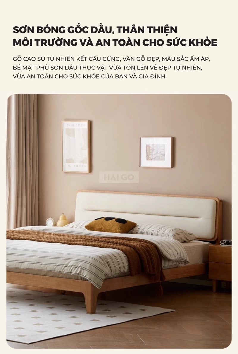 Giường Ngủ Gỗ Tự Nhi&ecirc;n Th&ocirc;ng Minh Phong C&aacute;ch Hiện Đại GN379