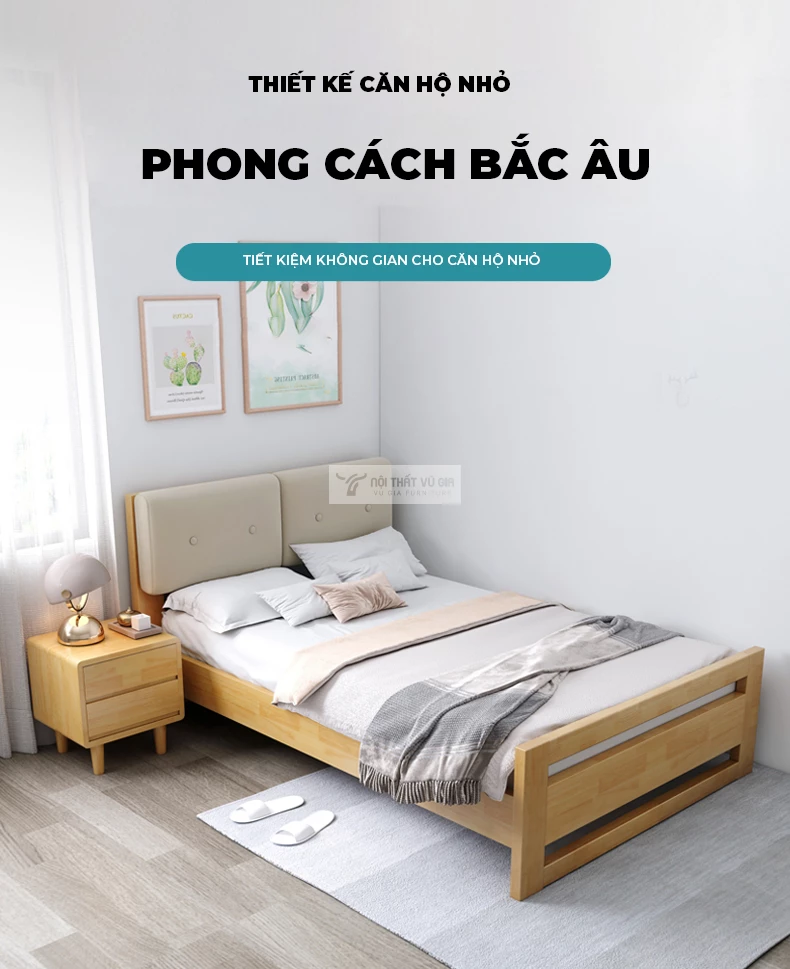 Giường ngủ gỗ tự nhiên tối giản BR132