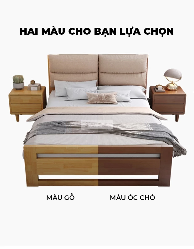 tùy chọn màu sắc của Giường ngủ gỗ tự nhiên tối giản BR132