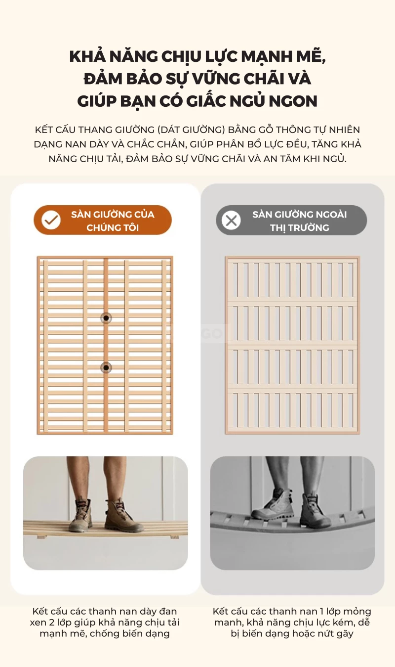 Giường Ngủ Gỗ Tự Nhiên Tối Giản GN381